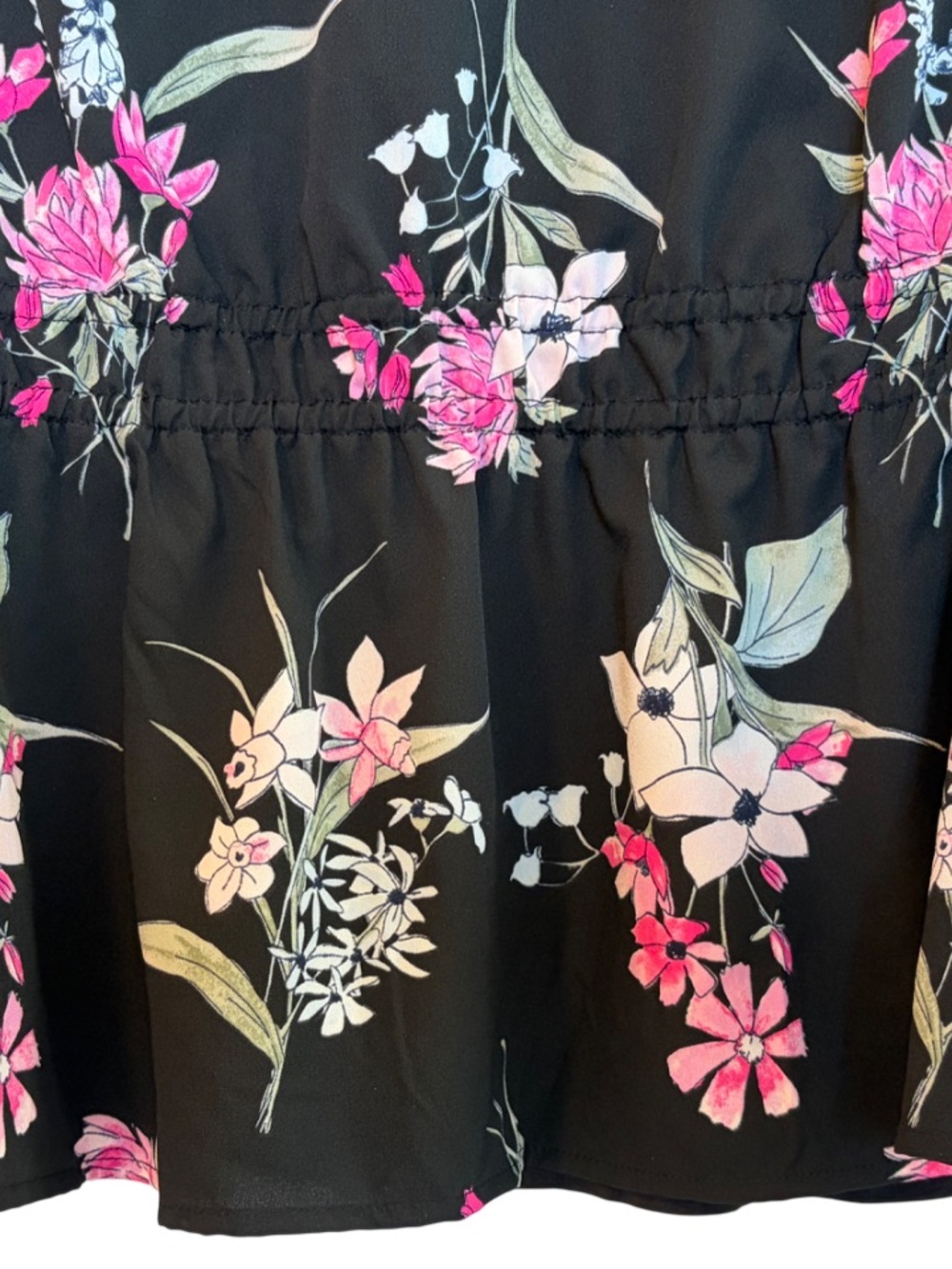 RESERVED A NEW DAY Peplum Top Womens Medium Black Floral Sleeveless Tank Blouse - Picture 6 of 16